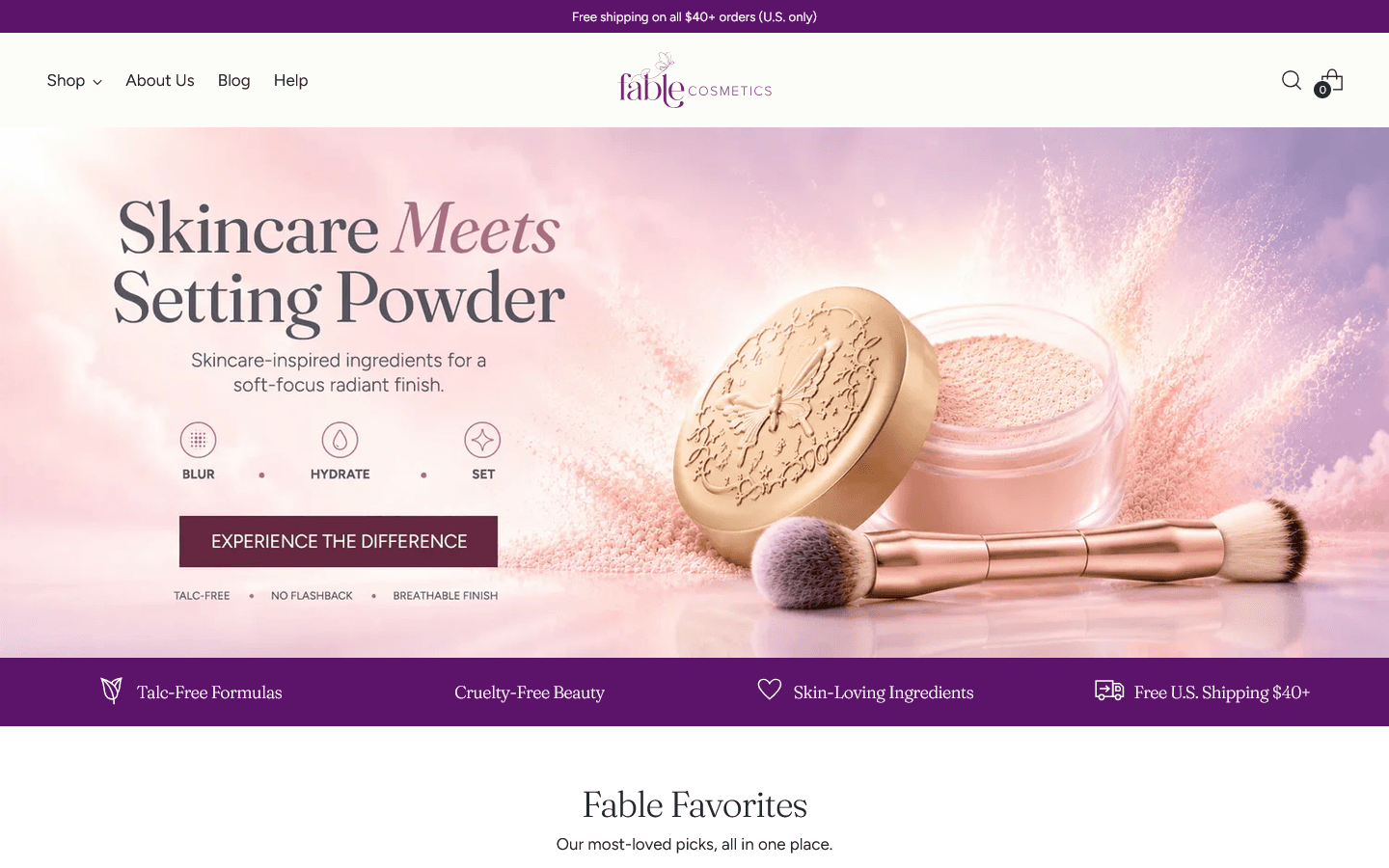 Fable Cosmetics — Brand identity and Shopify site for a clean beauty brand.