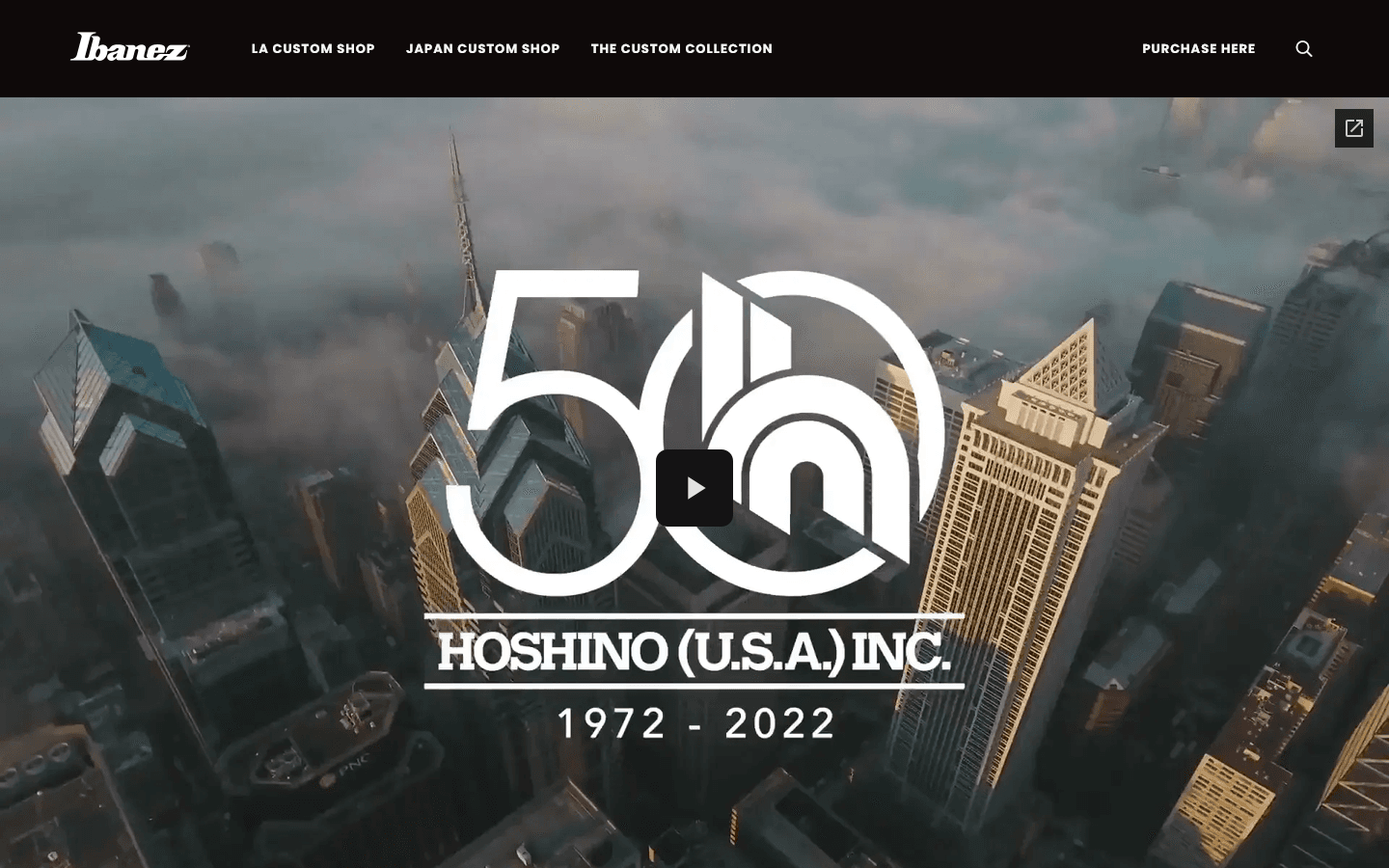 Hoshino USA — 50th anniversary website for Ibanez guitars.